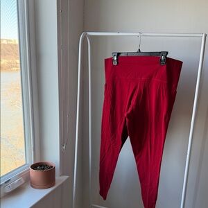 Athleta Bold Red 7/8 Salutation Stash Tights with Pocket